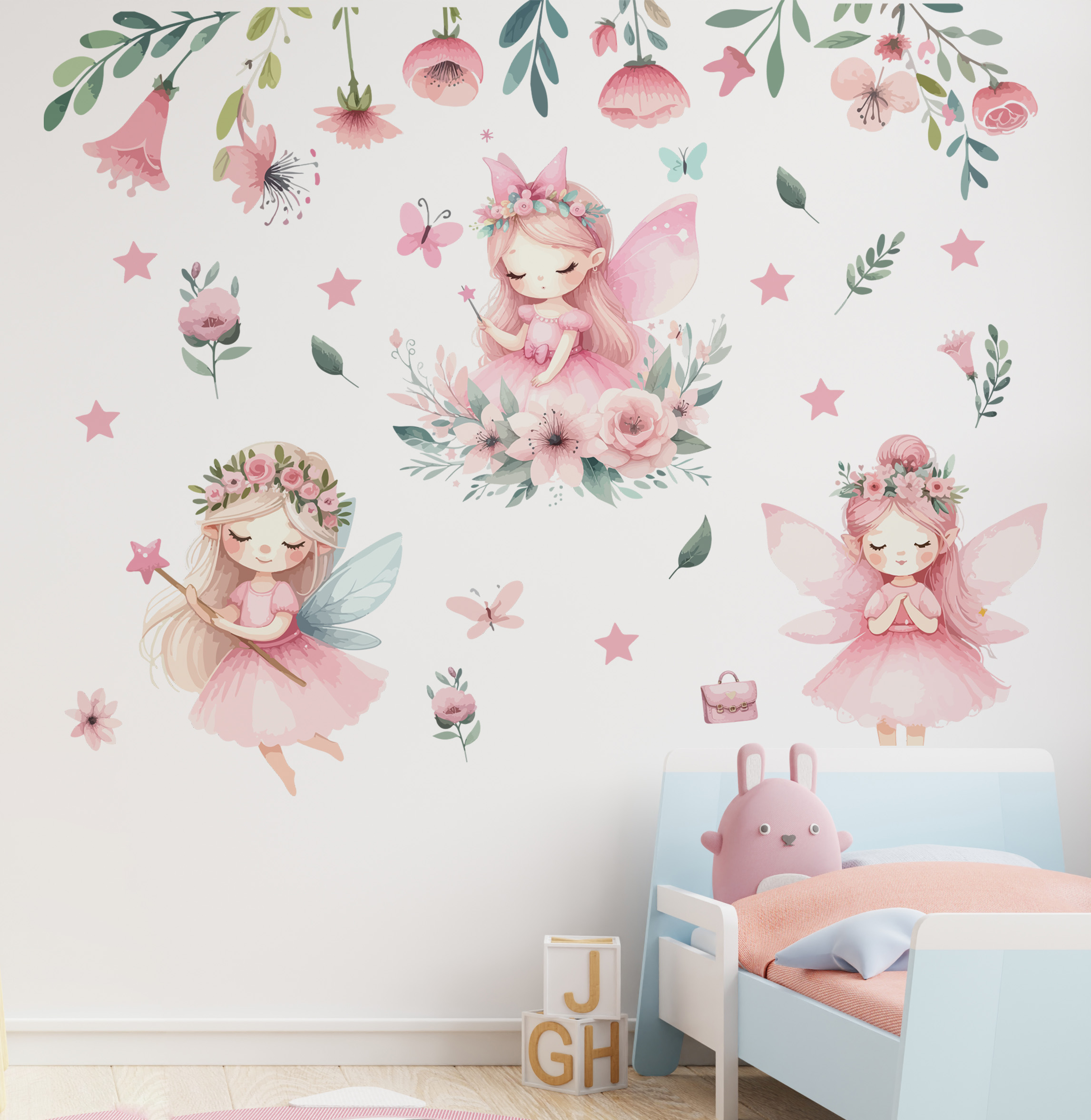 Mockup wall in the children's room on wall white colors backgrou